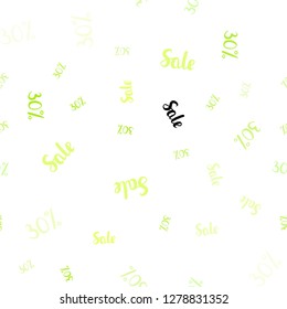 Light Green, Yellow vector seamless template with 30% selling. Colored words of sales with gradient on white background. Design for business ads, commercials.