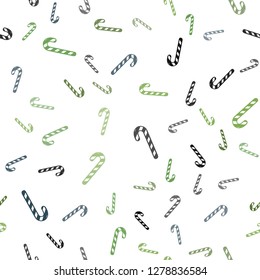 Light Green, Yellow vector seamless background with sweet xmas lollipops.