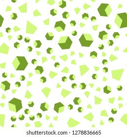 Light Green, Yellow vector seamless, isometric template with crystals, squares. Abstract illustration with colorful lines, cubes. Pattern for design of fabric, wallpapers.