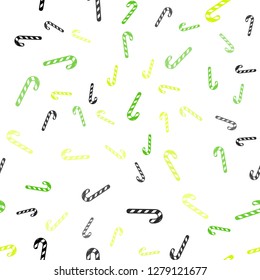 Light Green, Yellow vector seamless background with tasty xmas sweets.