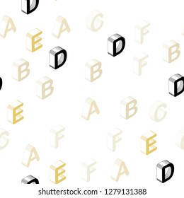 Light Green, Yellow vector seamless background with 3D signs of alphabet. Abstract illustration with colorful 3D latin alphabet. Template for business cards, websites.