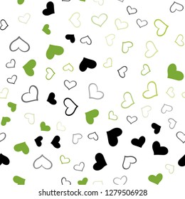 Light Green, Yellow vector seamless layout with sweet hearts. Blurred decorative design in doodle style with hearts. Pattern for marriage gifts, congratulations.