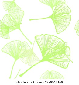 Light Green, Yellow vector seamless doodle background with leaves. Decorative illustration with doodles on abstract template. Pattern for design of fabric, wallpapers.