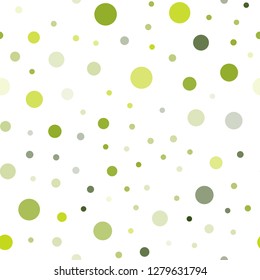 Light Green, Yellow vector seamless pattern with spheres. Abstract illustration with colored bubbles in nature style. Design for textile, fabric, wallpapers.