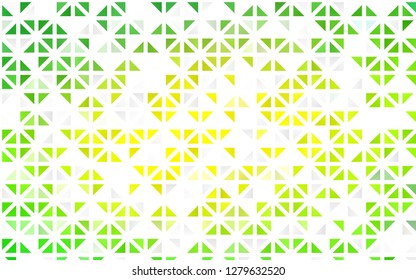 Light Green, Yellow vector seamless cover in polygonal style. Beautiful illustration with triangles in nature style. Trendy design for wallpaper, fabric makers.