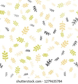 Light Green, Yellow vector seamless natural background with leaves, branches. Leaves, branches in natural style on white background. Design for wallpaper, fabric makers.