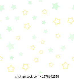 Light Green, Yellow vector seamless background with colored stars. Modern geometrical abstract illustration with stars. Pattern for design of fabric, wallpapers.