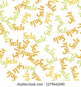 Light Green, Yellow vector seamless background with 70, 90 % signs of sales. Shining colorful illustration with isolated selling prices. Backdrop for ads, leaflets of Black Friday.