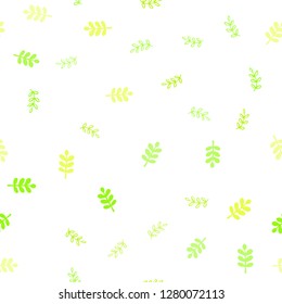 Light Green, Yellow vector seamless abstract design with leaves. Colorful abstract illustration with leaves in doodle style. Template for business cards, websites.