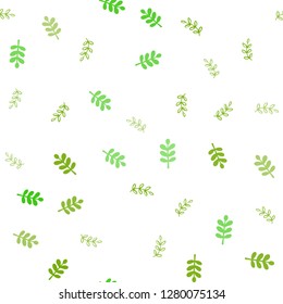 Light Green, Yellow vector seamless abstract design with leaves. Glitter abstract illustration with doodles and leaves. Texture for window blinds, curtains.