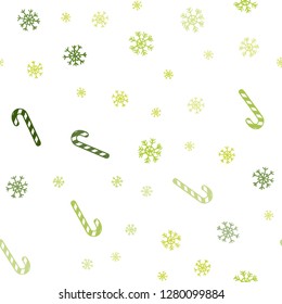 Light Green, Yellow vector seamless background with tasty xmas sweets.