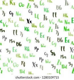 Light Green, Yellow vector seamless texture with ABC characters. Modern geometrical illustration with ABC english symbols. Texture for window blinds, curtains.