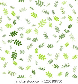 Light Green, Yellow vector seamless doodle backdrop with leaves, branches. Illustration with doodles on abstract template. Design for textile, fabric, wallpapers.