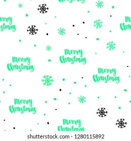 Light Green, Yellow vector seamless cover with beautiful snowflakes. Colorful decorative design in xmas style with snow. Design for textile, fabric, wallpapers.