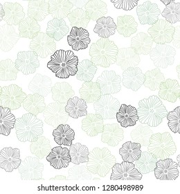 Light Green, Yellow vector seamless doodle background with flowers. Illustration with colorful abstract doodle flowers. Design for textile, fabric, wallpapers.