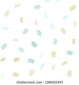 Light Green, Yellow vector seamless elegant background with leaves. A vague abstract illustration with leaves in doodles style. Design for textile, fabric, wallpapers.