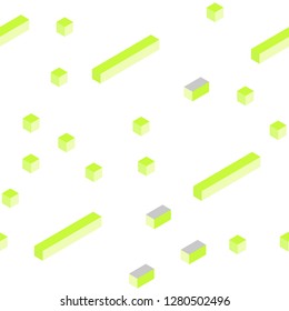 Light Green, Yellow vector seamless, isometric template with rhombus. Illustration with set of colorful rectangles. Pattern for trendy fabric, wallpapers.