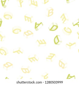 Light Green, Yellow vector seamless pattern with 3D ABC symbols. Abstract illustration with colorful 3D latin alphabet. Design for wallpaper, fabric makers.
