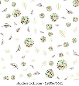 Light Green, Yellow vector seamless doodle template with leaves and flowers. Colorful abstract illustration with leaves in doodle style. Doodle design can be used for your web site.