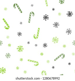 Light Green, Yellow vector seamless background with sweet xmas lollipops.