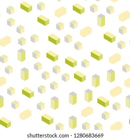 Light Green, Yellow vector seamless, isometric layout with lines, rectangles. Illustration with set of colorful rectangles. Texture for window blinds, curtains.