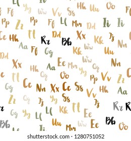 Light Green, Yellow vector seamless layout with latin alphabet. Abstract illustration with colored latin alphabet. Pattern for trendy fabric, wallpapers.