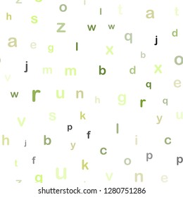 Light Green, Yellow vector seamless layout with latin alphabet. Shining illustration with ABC symbols on abstract template. Design for textile, fabric, wallpapers.