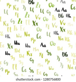 Light Green, Yellow vector seamless pattern with ABC symbols. Shining colorful illustration with isolated letters. Template for business cards, websites.