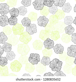 Light Green, Yellow vector seamless natural artwork with flowers. Illustration with colorful abstract doodle flowers. Template for business cards, websites.