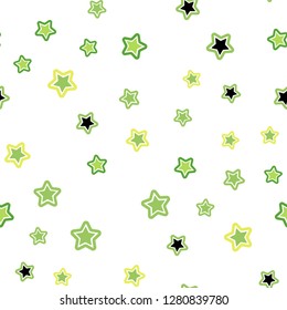 Light Green, Yellow vector seamless template with sky stars. Modern geometrical abstract illustration with stars. Design for textile, fabric, wallpapers.