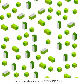 Light Green, Yellow vector seamless, isometric layout with lines, rectangles. Glitter abstract illustration with rectangular shapes. Pattern for design of fabric, wallpapers.