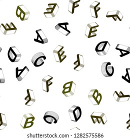 Light Green, Yellow vector seamless backdrop with 3D english symbols. Colorful 3D alphabet signs with gradient on white background. Pattern for design of fabric, wallpapers.