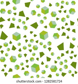 Light Green, Yellow vector seamless, isometric texture with poly style with cubes. Abstract illustration with colorful lines, cubes. Template for business cards, websites.