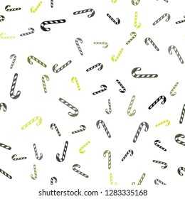 Light Green, Yellow vector seamless texture with xmas sweets, candies.