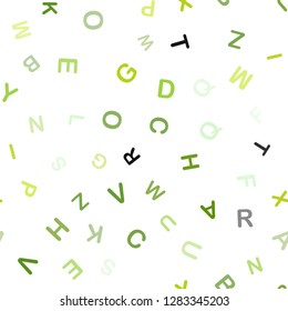 Light Green, Yellow vector seamless template with isolated letters. Abstract illustration with colored latin alphabet. Design for wallpaper, fabric makers.