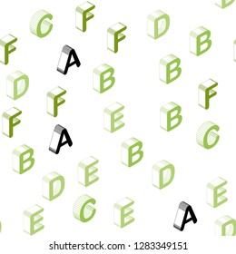 Light Green, Yellow vector seamless template with 3D isolated letters. Colorful gradient design in 3D style with signs of alphabet. Design for textile, fabric, wallpapers.