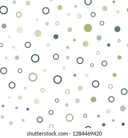 Light Green, Yellow vector seamless cover with spots. Abstract illustration with colored bubbles in nature style. Template for business cards, websites.