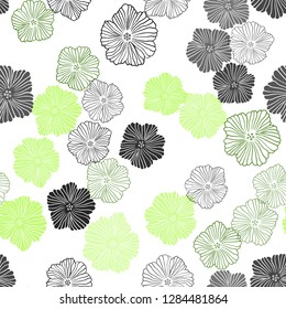 Light Green, Yellow vector seamless doodle texture with flowers. Flowers with gradient on white background. Design for textile, fabric, wallpapers.