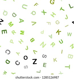 Light Green, Yellow vector seamless pattern with ABC symbols. Shining colorful illustration with isolated letters. Pattern for design of fabric, wallpapers.