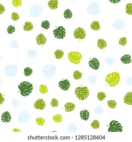Light Green, Yellow vector seamless abstract background with leaves. Modern geometrical abstract illustration with leaves. Texture for window blinds, curtains.