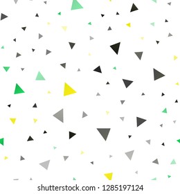 Light Green, Yellow vector seamless texture in triangular style. Decorative design in abstract style with triangles. Pattern can be used for websites.