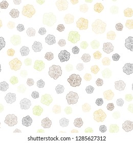 Light Green, Yellow vector seamless abstract design with flowers. Flowers in natural style on white background. Design for textile, fabric, wallpapers.