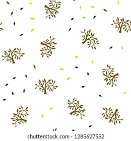 Light Green, Yellow vector seamless abstract design with leaves, branches. Abstract illustration with leaves, branches in doodles style. Design for wallpaper, fabric makers.