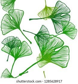Light Green, Yellow vector seamless doodle backdrop with leaves. leaves on blurred abstract background with gradient. Texture for window blinds, curtains.