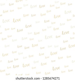 Light Green, Yellow vector seamless template with text LOVE YOU. Illustration with phrase LOVE YOU for valentine's day. Template for business cards, websites.