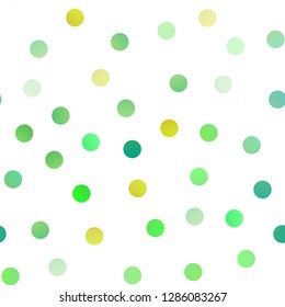 Light Green, Yellow vector seamless cover with spots. Abstract illustration with colored bubbles in nature style. The pattern can be used for beautiful websites.