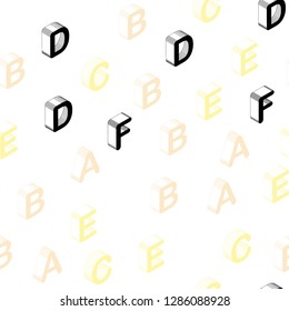 Light Green, Yellow vector seamless background with 3D signs of alphabet. Abstract illustration with colorful 3D latin alphabet. Pattern for trendy fabric, wallpapers.