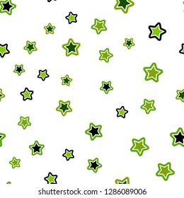 Light Green, Yellow vector seamless cover with small and big stars. Shining colored illustration with stars. Design for wallpaper, fabric makers.