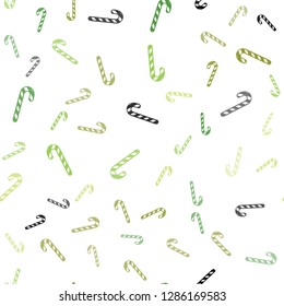 Light Green, Yellow vector seamless background with sweet xmas lollipops.