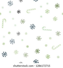 Light Green, Yellow vector seamless background with sweet xmas lollipops.